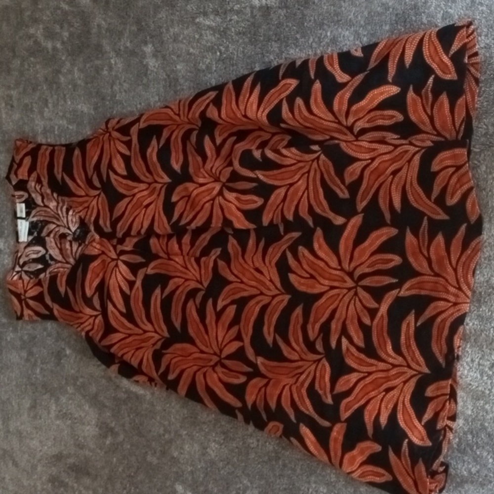 Rachel Zoe leaf print 100% linen sleeveless dress
